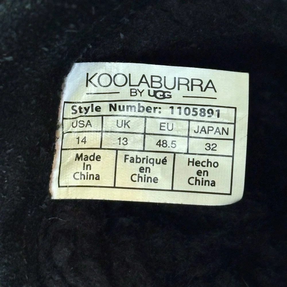 Koolaburra by Ugg Slippers Mens 14 Bordon Moccasin Black Shearling Suede 1105891